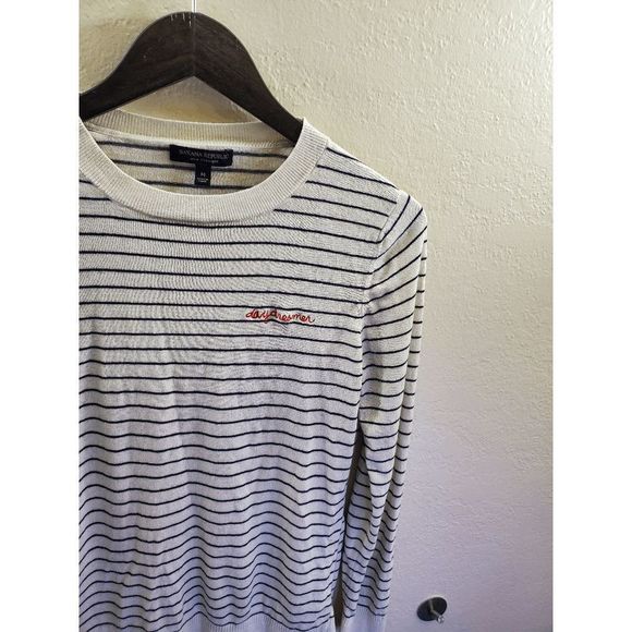 Banana Republic Silk Cashmere Crewneck Stripe Sweater size M - Picture 7 of 9
